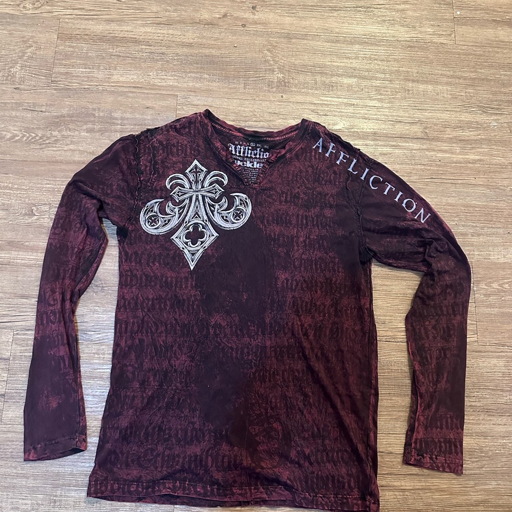 Affliction Men's Burgundy Long Sleeve Tee